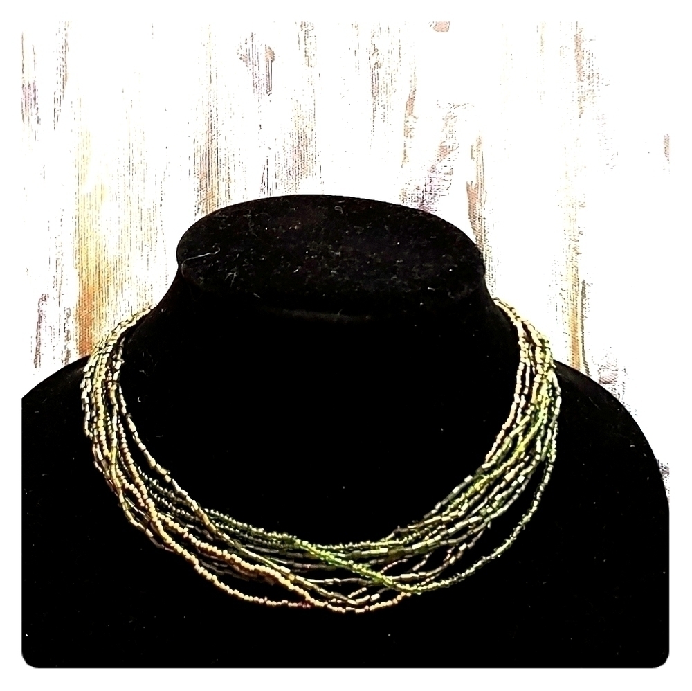 16" Necklace Green Beads
